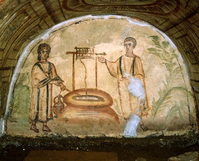 The Samaritan Woman at the Well, Catacombs of Via Latina, Rome by Roman